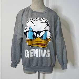 Rosa Donald Duck Genius Graphic Crewneck Sweatshirt